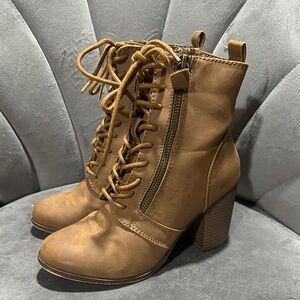 XOXO Tan Lace-Up Boots